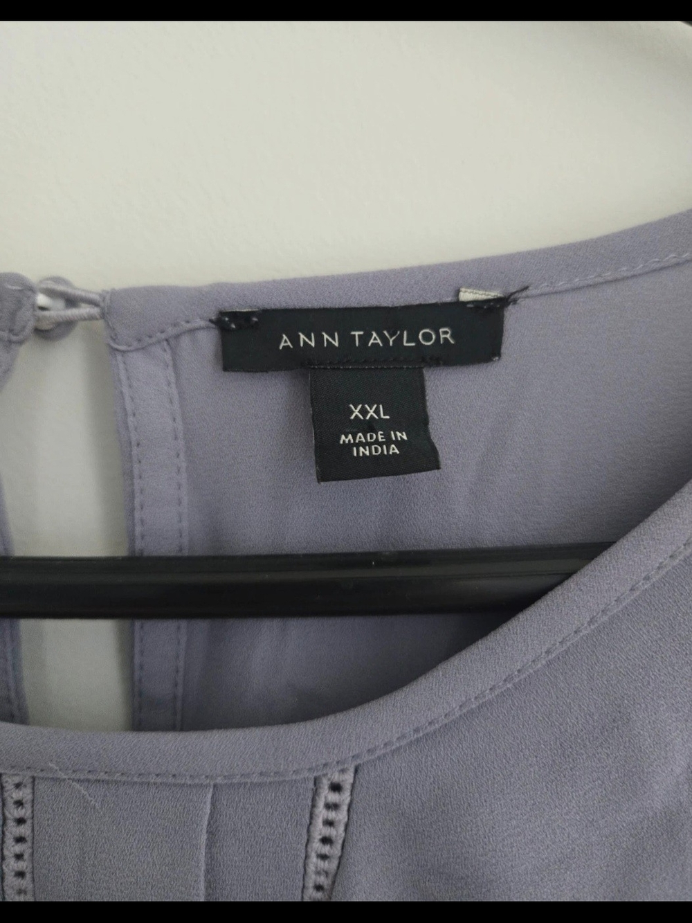 Ann Taylor Grey Ruffle-Front Long Sleeve Blouse XXL - Picture 3 of 5